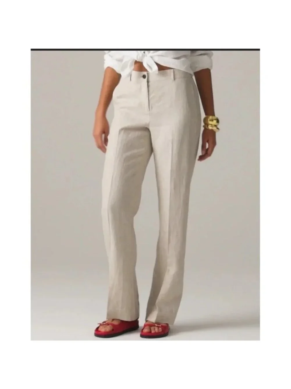 NEW J. Crew Harbor Pant in Natural Linen, Women Size XL
